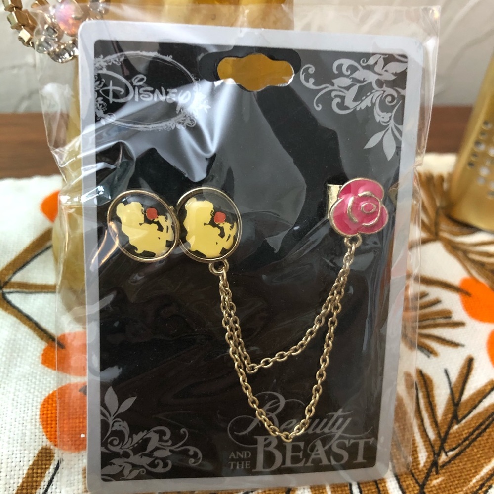 Beauty and the beast earring and ear cuff set